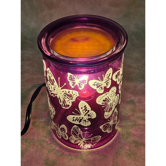 Scentsy Wings Warmer ~ Purple Wax Warmer with Butterflies - Picture 1 of 10